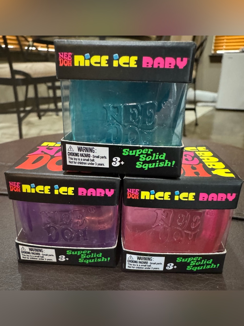 NIB NeeDoh Nice Ice Baby Super Solid Squish Combo - Blue, Purple, Pink